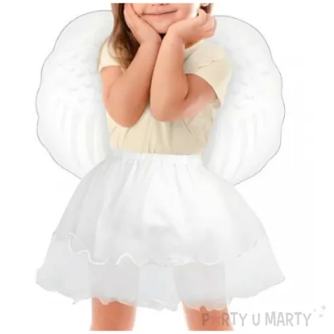 stroj dla dzieci aniol spodniczka krzydla aureola bialy godan