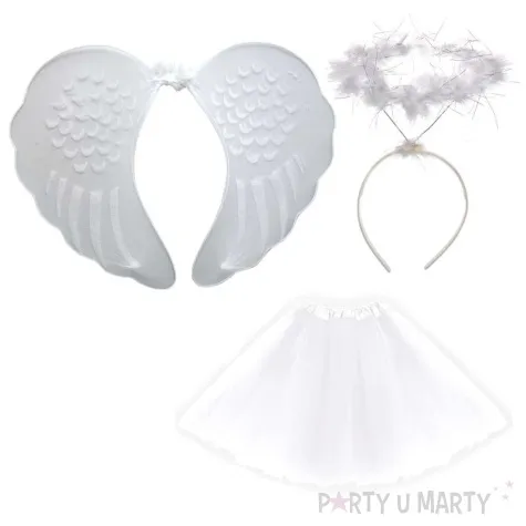 stroj dla dzieci aniolek opaska skrzydla spodniczka tutu bialy tropic rozm 86 122 cm