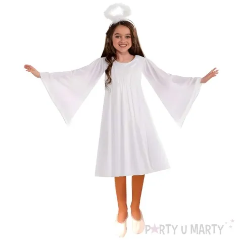 stroj dla dzieci aniolek w szacie bialy partytino 7 8 lat 122 128 cm