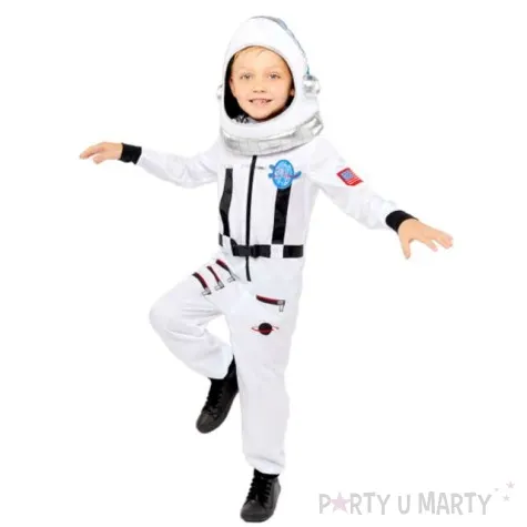 stroj dla dzieci astronauta z helmem bialy amscan rozm 128 140 cm