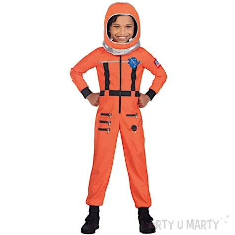 stroj dla dzieci astronauta z helmem pomaranczowy amscan rozm 104 116 cm