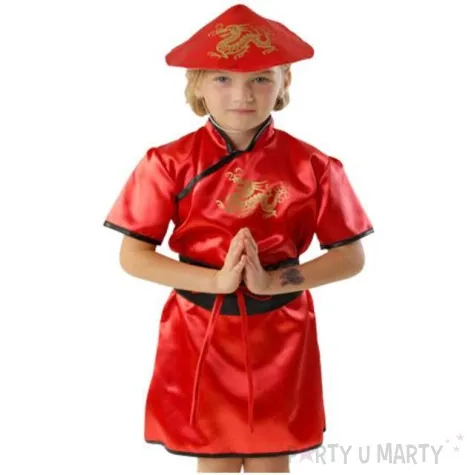 stroj dla dzieci chinka czerwona kraszek rozm 122 128 cm