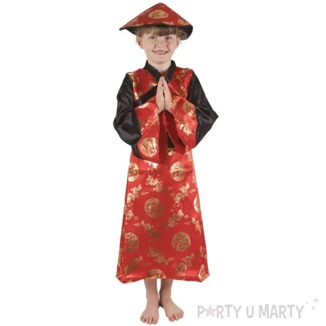 stroj dla dzieci chinka sukienka czerwony ptitclown 110 120 cm