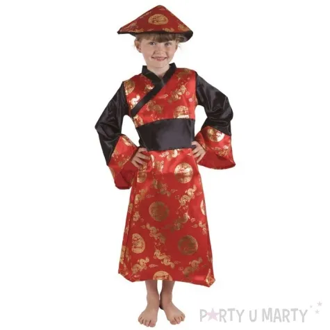 stroj dla dzieci chinka sukienka czerwony ptitclown 120 130 cm