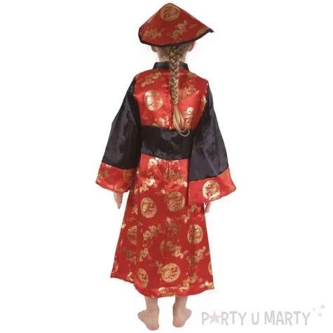 stroj dla dzieci chinka sukienka czerwony ptitclown 130 140 cm