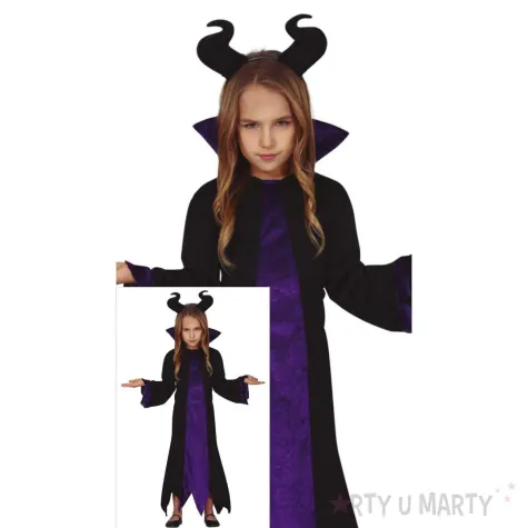 stroj dla dzieci czarownica diabolina czarno fioletowy guirca rozm 122 134 cm