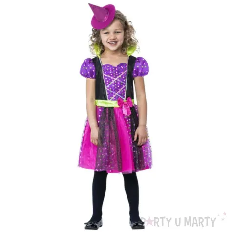 stroj dla dzieci czarownica w groszki fioletowy smiffys 104 110 cm