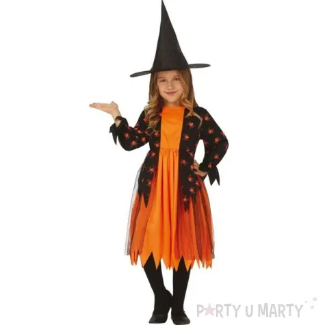 stroj dla dzieci czarownica z pajakami pomaranczowo czarny guirca 3 4 lata