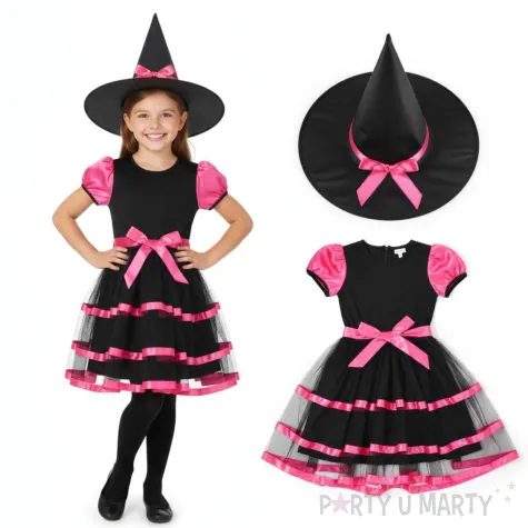 stroj dla dzieci czarownica z paseczkami arpex rozm 110 120 cm