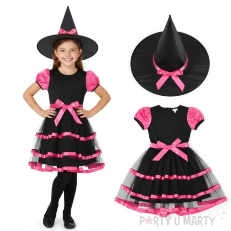 stroj dla dzieci czarownica z paseczkami arpex rozm 130 140 cm