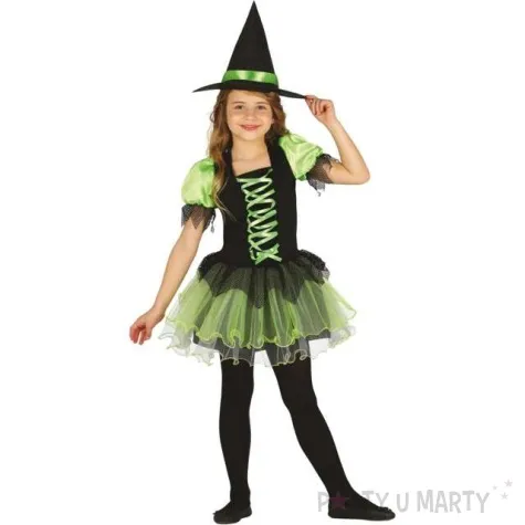 stroj dla dzieci czarownica z tutu zielona guirca 7 9 lat