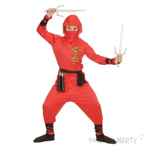 stroj dla dzieci czerwony ninja widmann rozm 11 13 lat
