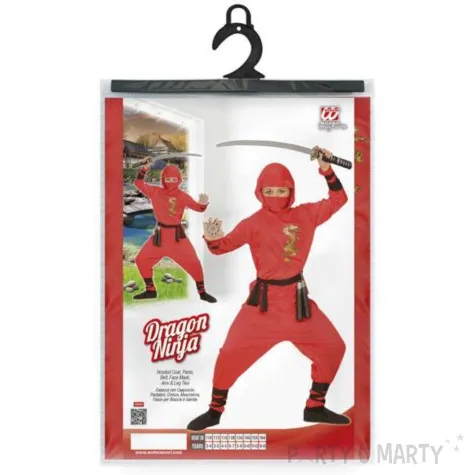 stroj dla dzieci czerwony ninja widmann rozm 13 14 lat