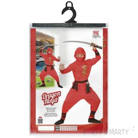 stroj dla dzieci czerwony ninja widmann rozm 8 10 lat