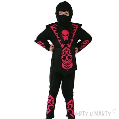 stroj dla dzieci czerwony ninja z czaszka rozm 130 140 cm