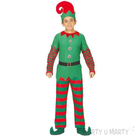 stroj dla dzieci elf w paski guirca 146 152 cm