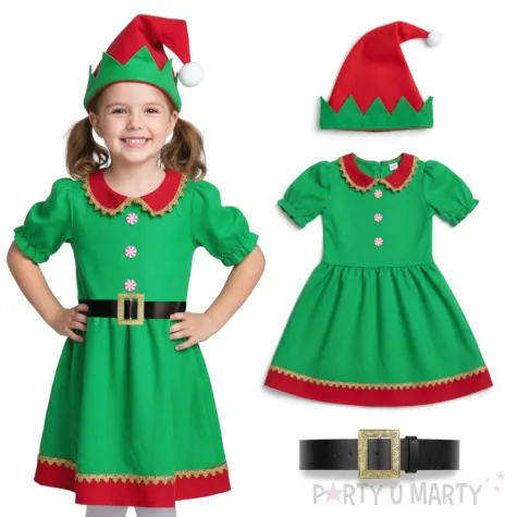 stroj dla dzieci elfka pomocniczka mikolaja partytino 9 10 lat 134 140 cm