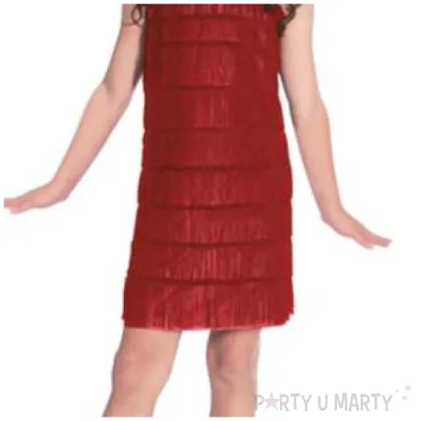 stroj dla dzieci flapperka dama lata 20 bordowy amscan 116 128 cm