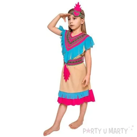 stroj dla dzieci indianka rozowe pioro rozm 130 140 cm