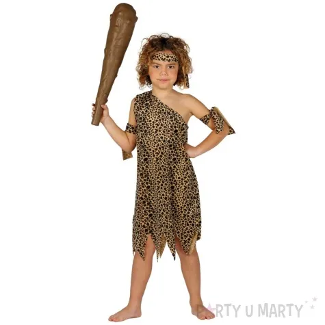 stroj dla dzieci jaskiniowiec w skorze lamparta brazowy guirca 10 12 lat rozm 140 152 cm