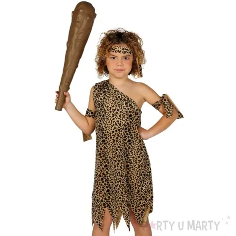 stroj dla dzieci jaskiniowiec w skorze lamparta brazowy guirca 7 9 lata rozm 122 134 cm