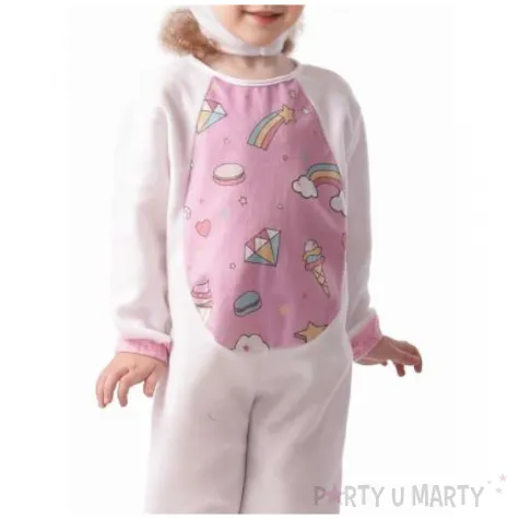 stroj dla dzieci jednorozec kombinezon z kapturem bialo rozowy godan rozm 92 104