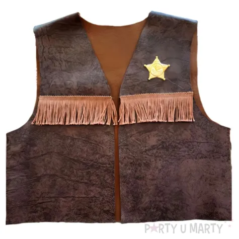 stroj dla dzieci kamizelka kowboja szeryfa brazowy 110 116 cm