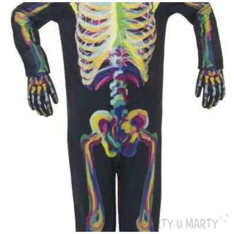 stroj dla dzieci kolorowy swiecacy szkielet smiffys rozm 116 128 cm