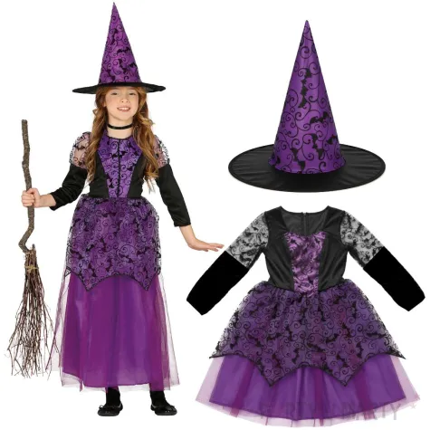 stroj dla dzieci koronkowa czarownica fioletowa guirca 7 9 lat