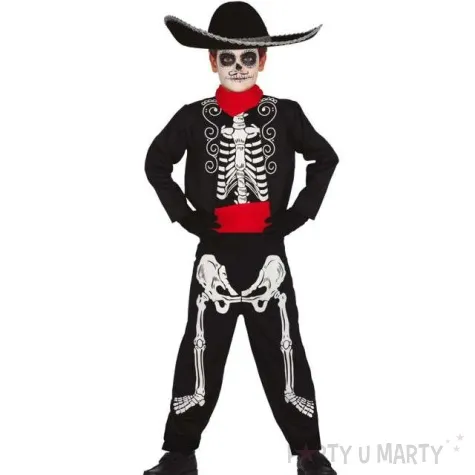 stroj dla dzieci kosciotrup meksykanski czarno bialy guirca 5 6 lat