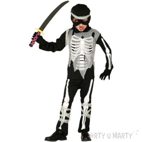 stroj dla dzieci kosciotrup ninja czarno bialy guirca rozm 122 134 cm