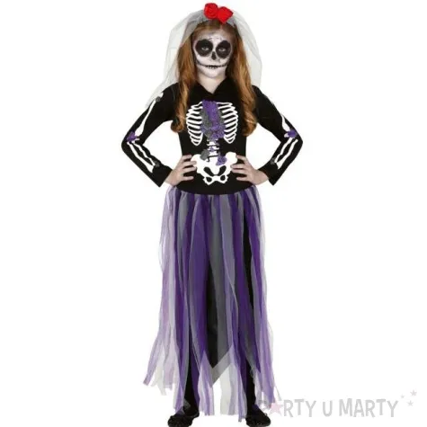 stroj dla dzieci kosciotrup pani szkielet wielokolorowy guirca 10 12 lat