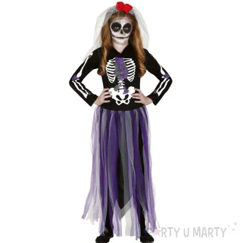 stroj dla dzieci kosciotrup pani szkielet wielokolorowy guirca 110 116 cm