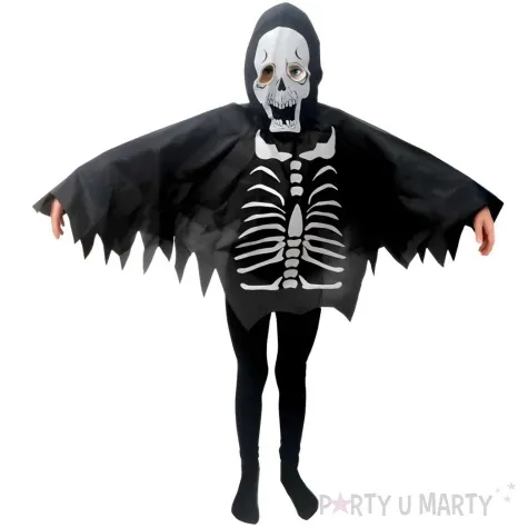 stroj dla dzieci kosciotrup peleryna czarny bialy partytino