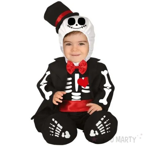 stroj dla dzieci kosciotrup szkielet czarno bialy guirca 6 12 mies