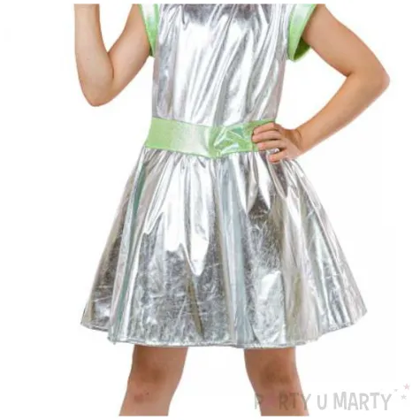 stroj dla dzieci kosmitka w sukience srebrny godan 110 120 cm