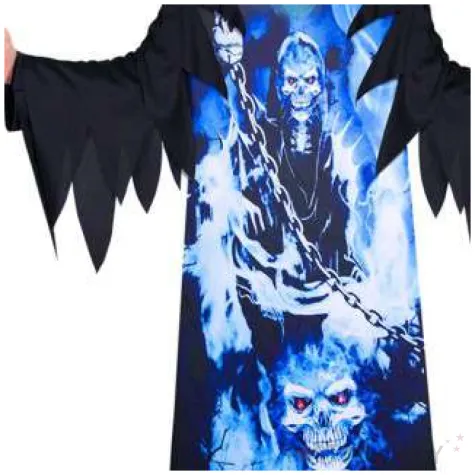 stroj dla dzieci kostucha zniwiarz czarno niebieski amscan 116 128 cm