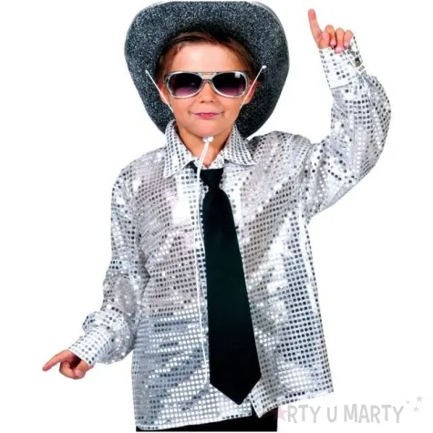 stroj dla dzieci koszula disco srebrna funnyfashion rozm 116 cm