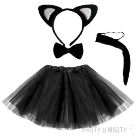 stroj dla dzieci kotek w spodniczce czarny party tino rozm 92 104 cm