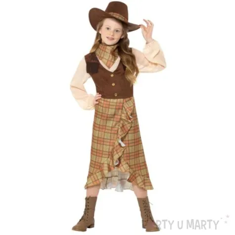 stroj dla dzieci kowbojka sukienka w krate smiffys 116 128 cm