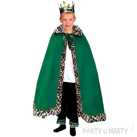 stroj dla dzieci krol baltazar peleryna zielony partytino rozm 122 128 cm