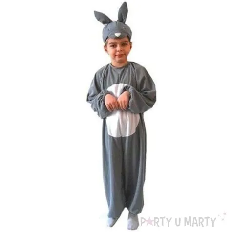 stroj dla dzieci kroliczek szary kraszek rozm 134 140 cm