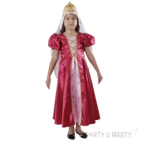 stroj dla dzieci krolowa jadwiga rozowy kraszek 122 128 cm