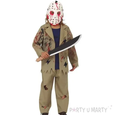 stroj dla dzieci krwawy jason w masce khaki guirca 7 9 lat