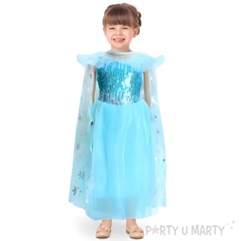 stroj dla dzieci ksiezniczka dama dworu blekitny godan 5 7 lat rozm 110 125 cm