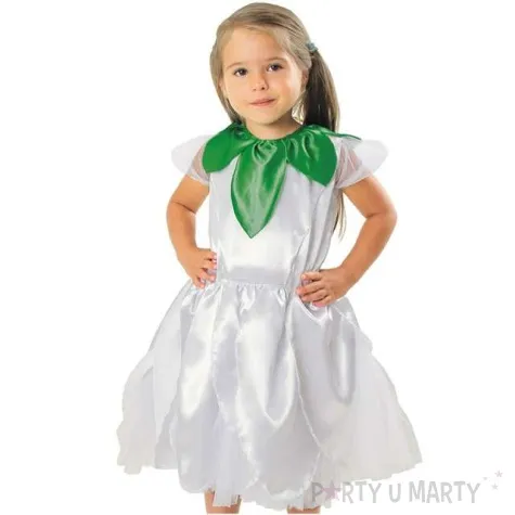 stroj dla dzieci kwiatek bialy kraszek rozm 134 140 cm