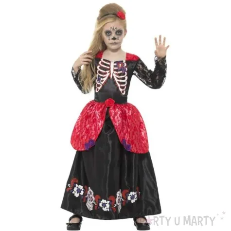 stroj dla dzieci meksykanski kosciotrup czarno czerwony smiffys rozm 130 140