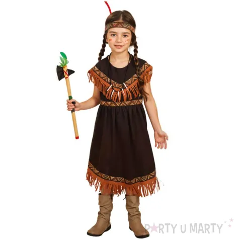 stroj dla dzieci na karnawal indianka dziki zachod zestaw sukienka i opaska rozm 122 134