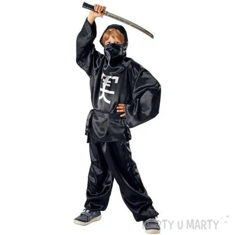 stroj dla dzieci ninja czarny kraszek rozm 122 128 cm