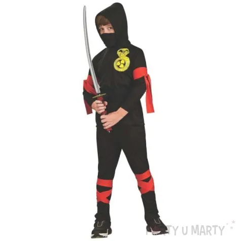 stroj dla dzieci ninja czerwone pasy czarny arpex rozm 110 120 cm